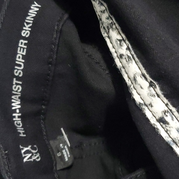 New York & Company Jeans Womens Size 6 Black White Side Stripe Fabric Comfy - Picture 13 of 14